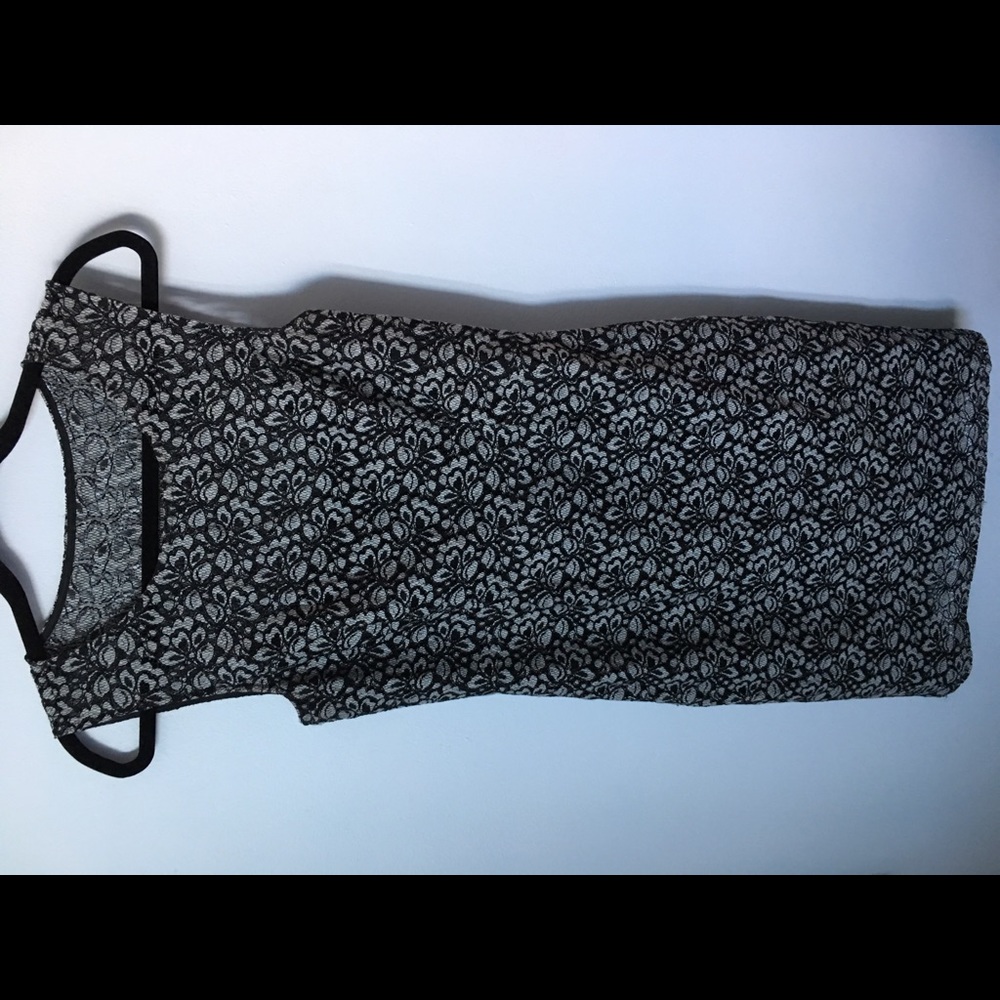 Kay Unger grey/black lace sheath dress